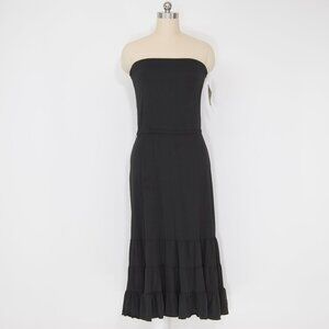 Rampage Black Strapless Tiered Midi Dress